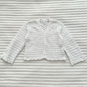 Zara Kids White Crochet Knit Cardigan - 5 Years